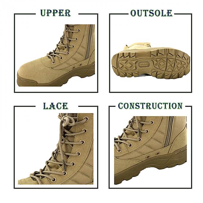 Στρατιωτικές τακτικές μπότες ερήμων πεζοπορίας Swat δέρματος αποθεμάτων ελαφριές